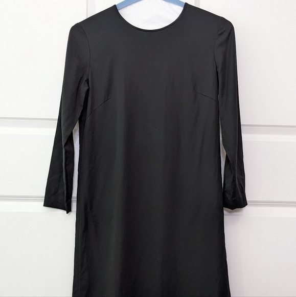 Theory Landain Slit Back Dress Women's 6 Black Lined Wool Viscose - Picture 1 of 6